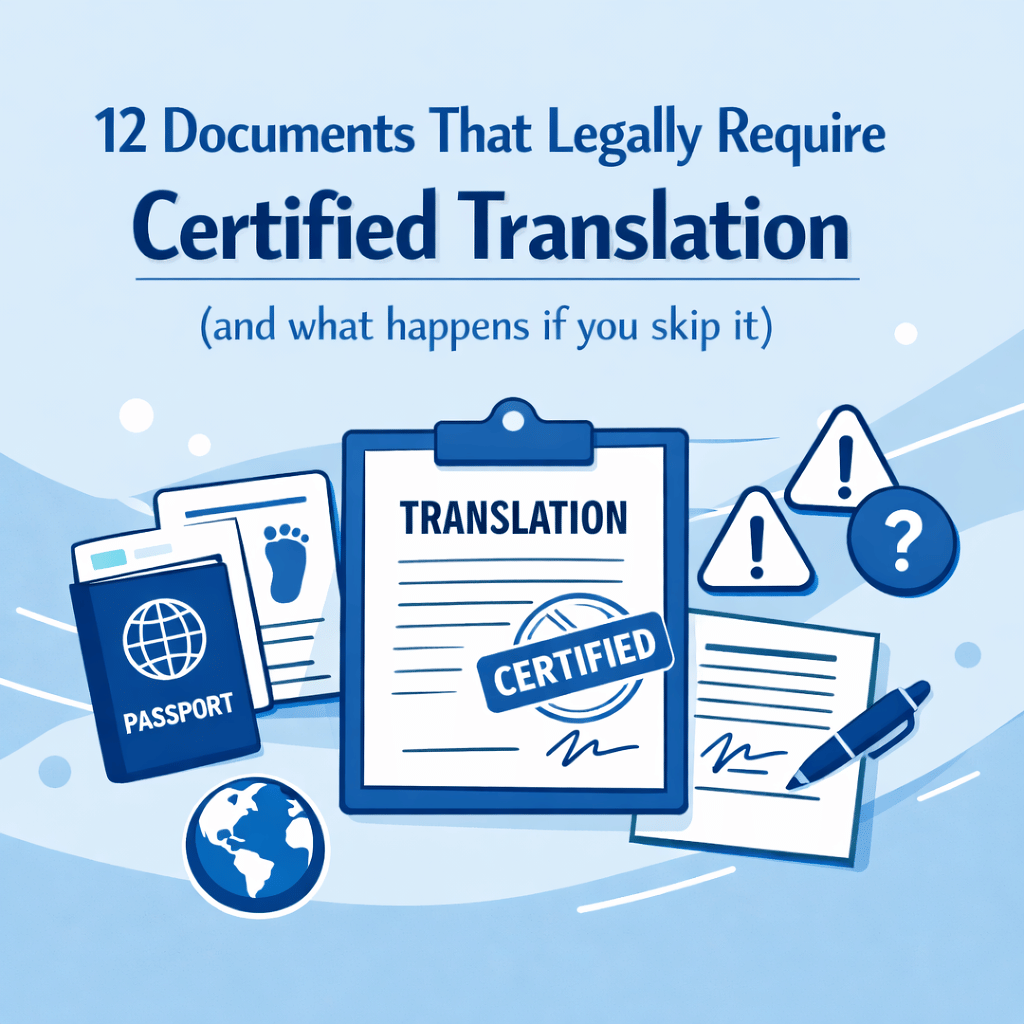 12 documents that legally require certified translation (and what happens if you skip it)